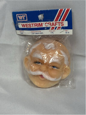 Vintage Westrim Crafts #6563 Santa Vinyl Face Mask 3.25” New Old Stock Christmas